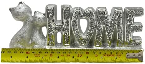 Crystal Crushed Diamond Ornament Bling Gift | SILVER SIGN HOME WITH 'NICE COUPLE Cat SPARKLE LOVELY DISPLAY HOME DÉCOR Words Sign Free Standing Love Desk/Shelf/Home Tableware/Office Art