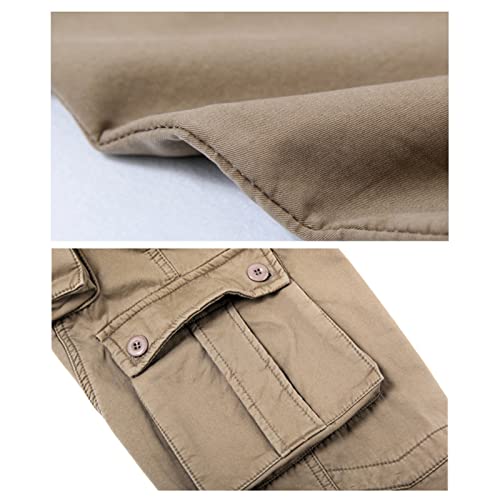 Men's Lightweight Multi Pocket Straight Cotton Casual Cargo Pants Classic Outdoor Pants with Zipper Pockets3