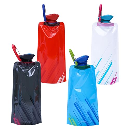 Dfuqanb 4 piezas Botellas de agua plegables, botella de agua flexible plegable para senderismo, aventura, viajes, 700ml