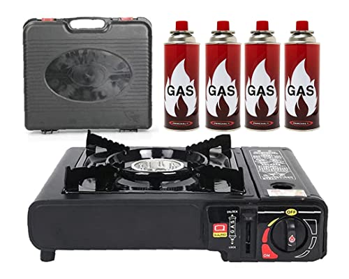 GO2CAMPS Auto Ignition Camping Stove with 4- Butane Gas Cart...