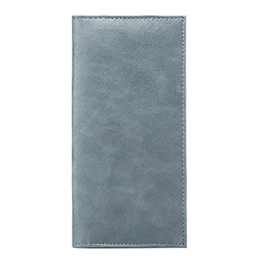 Leather Checkbook Cover for Top & Side Tear Registers Duplicate Checks with Plastic Insert Flap Pen Holder Slim Wallet Card Holder for Men Women