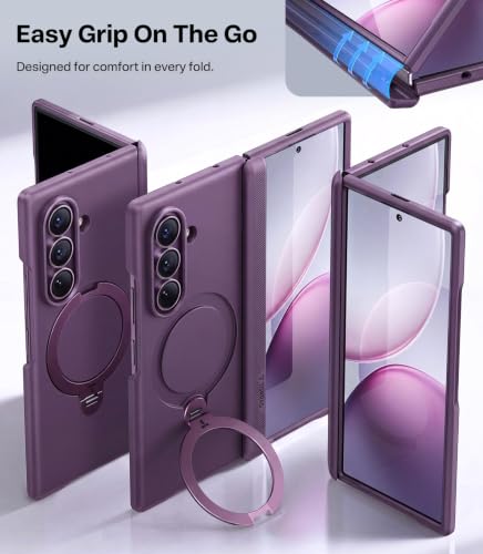 Image of TORRAS Q3 Spin for Samsung Galaxy Z Fold 8 Ultra 5G Case, 360 Magnetic Kickstand, Compatible with MagSafe, Hinge Protection, Shockproof Back Cover with 2 Screen Protectors, Violet Purple