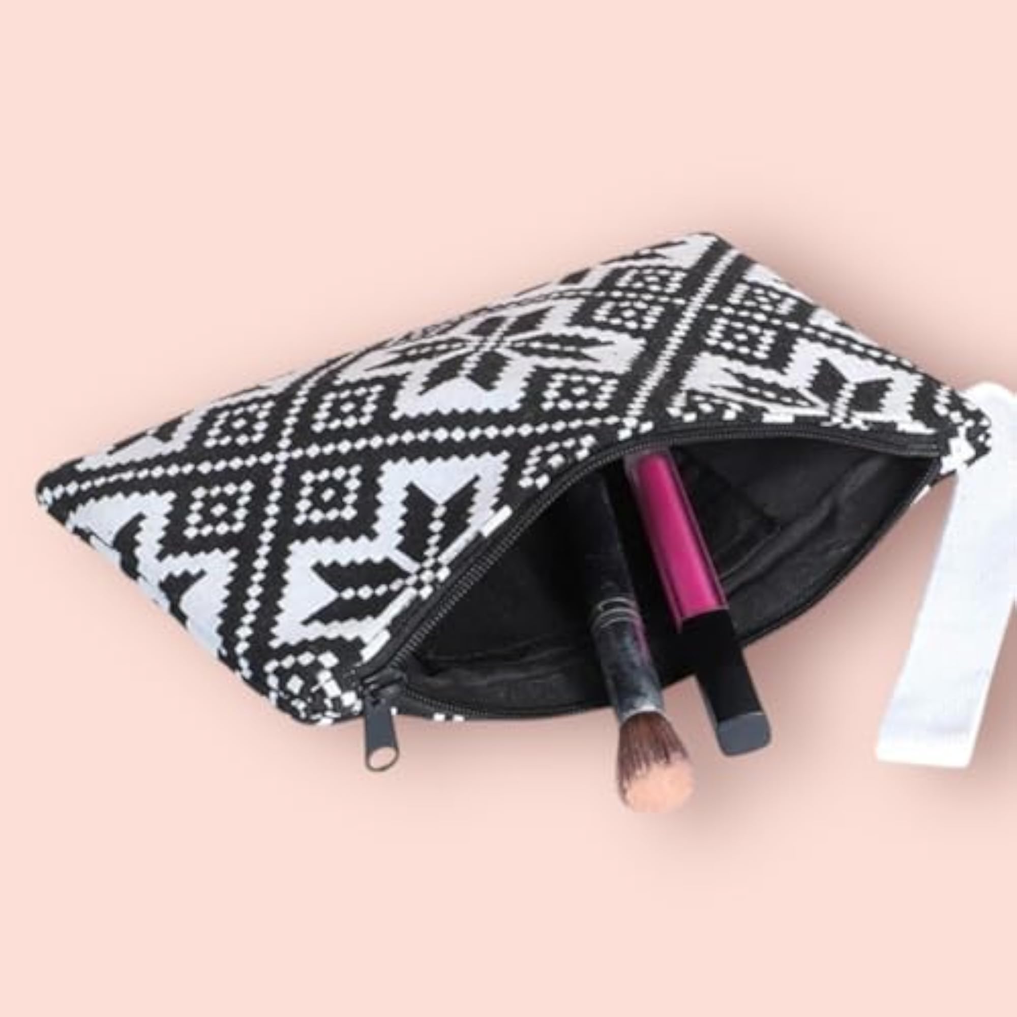 Jacquard Woven Cotton Pouch, Cosmetic Makeup Bag, Travel Gift