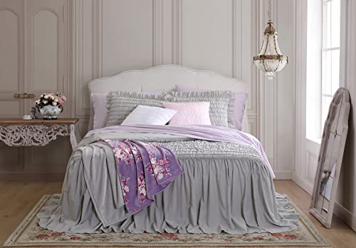 Shabby Chic® - Queen Bedspread, Soft Cotton Bedding With Matching Shams, Beautifully Draped Home Decor For All Seasons (Seren Grey, Queen) #TOP1