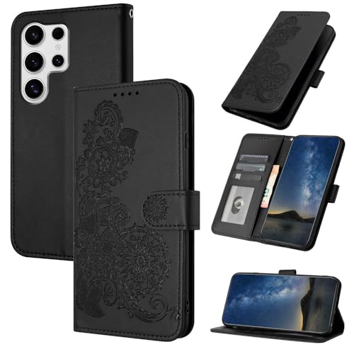 Étui Samsung S24 Ultra noir avec support et fente pour carte