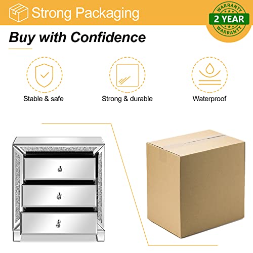 Image of VINGLI Mirrored Nightstands Set of 2, 23 inch W Glass Mirror Night Stand Set of 2, Modern Bedside Table 3 Drawer Glass Side End Table Silver Dresser for Bedroom, 23 inchW x 13.8 inchD x 24.8 inchH
