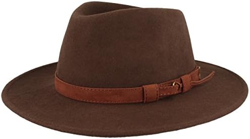 Fiebig Casual Traveller Wolvilthoed | Opvouwbare & Waterdichte Rollehoed met gevlochten lederen bandgarnituur, beige, 60