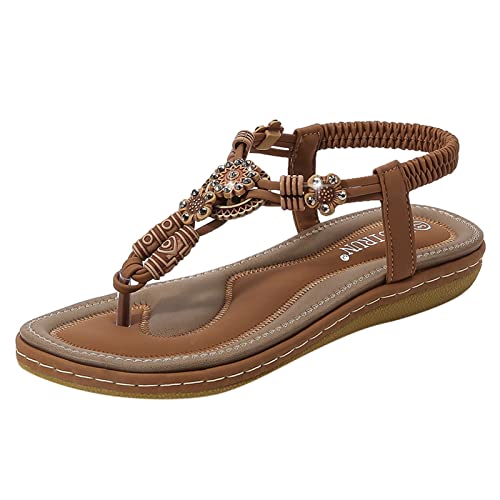 Genérico Sandalias Comodos Planas Mujer Verano Casual Zapatos de Dedo Casuales Playa Moda Sandalia Romanas de Damas Zapatos de Playa Estilo Bohemia