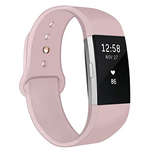 Kmasic Kompatibel med Fitbit Charge 2 rem, mjuk silikon ersättningsrem justerbar sportband armband tillbehör för Fitbit Charge 2 fitness smartklocka, liten, sandrosa med guldknapp