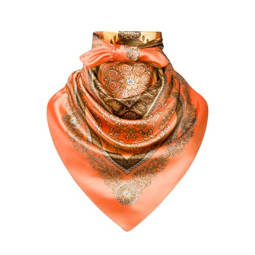 Image of 35 inch Men's Silk Cowboy Scarf - Oversized Western Bandana Neckwear, Large Square Scarf with Gift Packaging