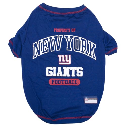 Image of NFL New York Giants Dog T-Shirt for Pets, Size Medium. Officially Licensed Pet Shirt with Team Logo, Soft Stretchable Comfort Fit Apparel for Dogs & Cats