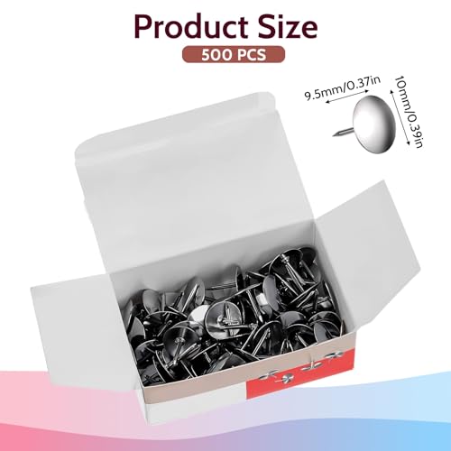 500 Stück Reißnägel Silber Edelstahl Rostfrei 3/8 Zoll Rund Metall für Poster, Büro, Pinnwand, Korktafeln und Wand