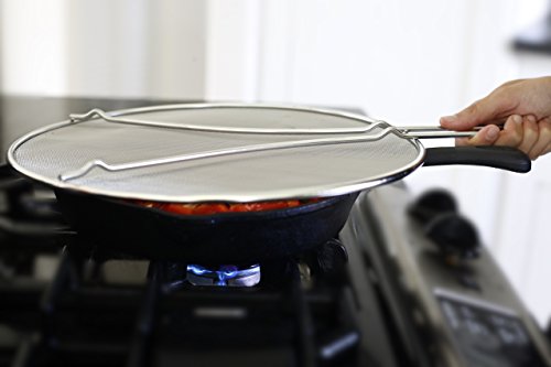 LiveFresh Premium Grease Splatter Screen for Frying Pan 13" - Stops 99% of Hot Oil Splash - Protects Skin from Burns - Splatter Guard for Cooking - Iron Skillet Lid Keeps Kitchen Clean - Thumbnail 3