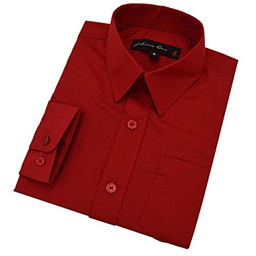 Baby Boy's Long Sleeves Solid Dress Shirt #JL32 (18 Months, Red)