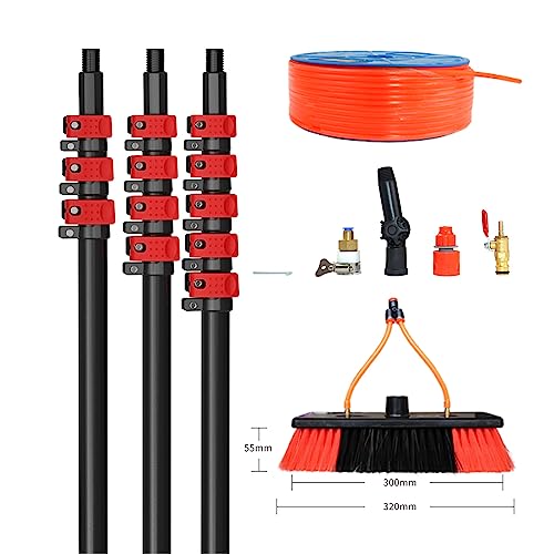 Teles - Kit de limpieza de ventanas - Cepillo de agua ajustable de 3,6 m/11 m para limpieza de paneles solares - Limpieza eficiente y versátil para uso doméstico y comercial