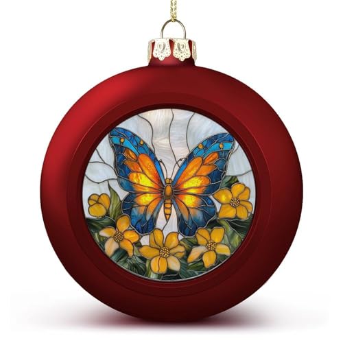 Buntglas-Schmetterling-Weihnachtskugel, Ornamente, bruchsicher,...