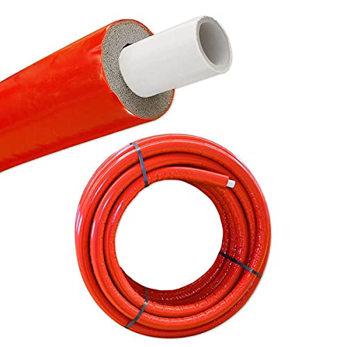 Preisvergleich Produktbild 50m Alu-Verbundrohr / Iso - Mehrschichtverbundrohr Aluverbundrohr isoliert für Heizung und Trinkwasser 16 x 2 mm / rot - 10 mm Isolierstärke - Rolle 50 m