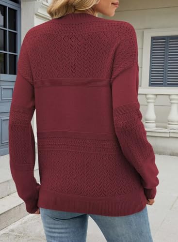 Image of JOCAFIYE Womens Sweaters Casual Long Sleeve V Neck Lightweight Hollow Out Pullover Sweater Tops