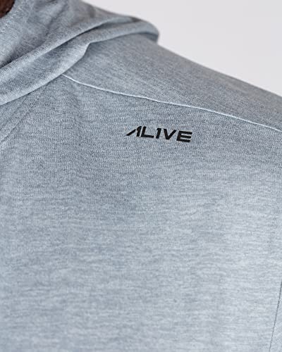 Alive Men's Shirt With Hood Performance Long Sleeve Hooded Tshirt Lightweight Top Exercise Fishing Outdoor Clothes (Small Glacier Hthr) #TOP4