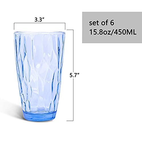 CREATIVELAND Set of 6 Highball Glass Tumblers in Light Blue - Ideal for Water, Cocktails, Juices, and More - Durable 16oz Clear Glassware for Home Bar - Image 3