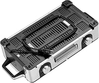 WMF Lono Master-Grill, Elektrogrill, 50x28 cm, Elektrogrill Tischgrill mit Windschutz und Auffangschale, Outdoorzertifiziert für Barbecue, 2 getrennt regulierbare Grillflächen, 2400 W, edelstahl matt – Ansicht 8