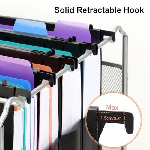 Uquelic A4 Hängeregister Mappen, 12 Stück (5 cm Erweiterung), große Kapazität Hängemappen mit bunten PP-Trennblättern und Reitern, Hängeordner für Schule, Zuhause, Büro, Organisation, Schwarz