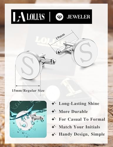 image for LOLIAS Cuff Links Mens Accessories Jewelry Classic Initial Cufflinks w