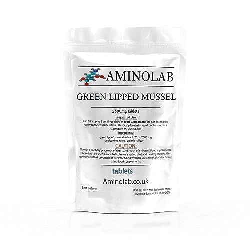 AMINOLAB - Green LIPPED Mussel 2500mg 365 Tablets - Supports Joint Health & Mobility Promotes Cartilage Repair Reduces Muscle Soreness & Inflammation - Rich in NUTRIENTS.