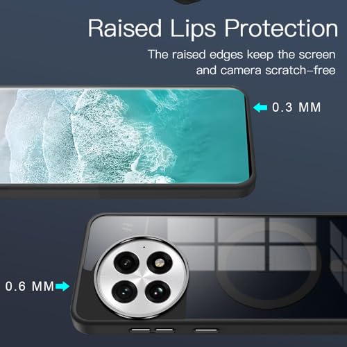 Image of KARWAN Translucent Hybrid Back Case Cover Compatible with Oneplus 13R Shockproof Case with Camera Protection, N52 Magnet Cover Case with Magnetic MagEaze Wireless Charging Cover (Black)