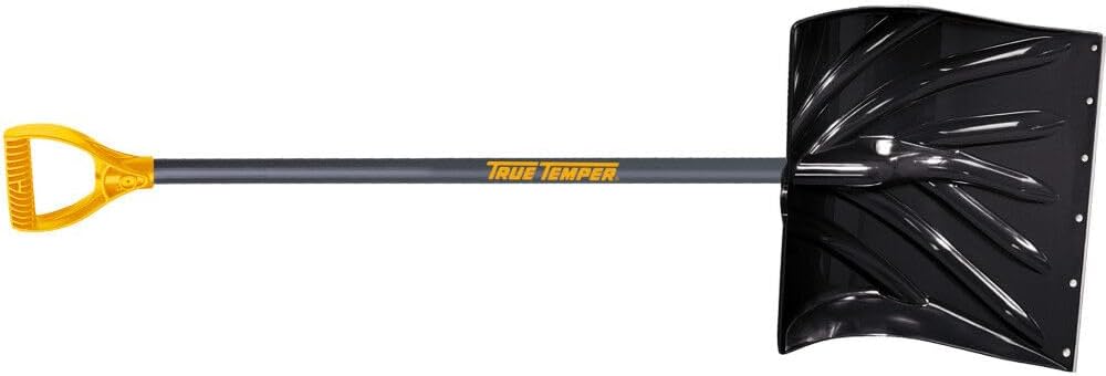 True Temper 1627200 Poly Snow Shovel/Pusher with Steel Handle and D-Grip