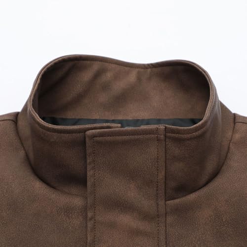 Chaqueta bomber de piel casual para hombre miniatura 2