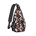 Krirteh Sugar Skull Crossbody Sling Bag For Women Men Fashion Halloween Chest Bag Shoulder Bag Sling Backpack Travel Hiking Casual Sport Daypack
