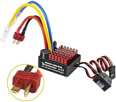 WP 1060 2-3s 60A Brushed ESC [T Plug] Waterproof Brushed Electronic Speed Controller with Switch Mode BEC, RC ESC for 1/10 Scale RC Crawler Car Trucks