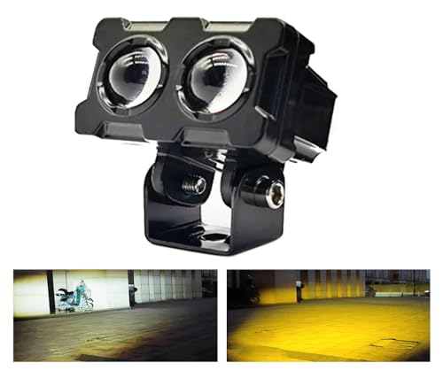 Image of 2 LED Lens Fog Flashing Light for Bike and Motorcycle ? Auxiliary Spot Lights White /Amber Projector Light for All Motorbikes, Cars, Scooty, Electric Vehicles (45W) Pack of 1