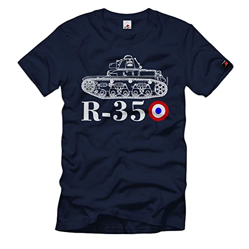 Camiseta R-35 Tank francesa azul oscuro talla XL de algodón militar para hombres aficionados