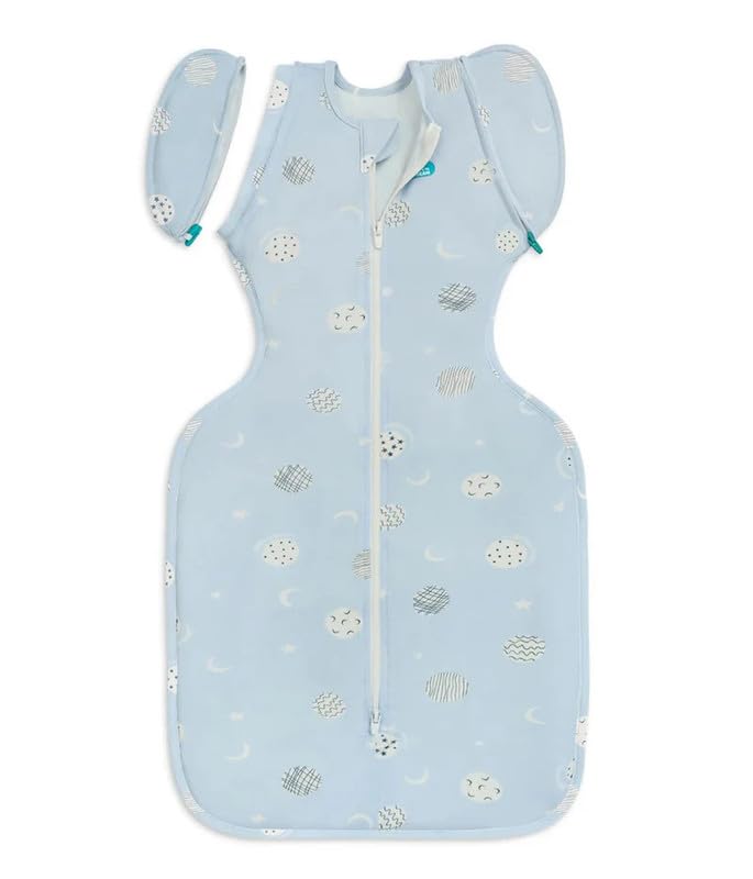 Image of Love to Dream Swaddle UP Transition Bag, Luxuriously Silky Soft Viscose from Bamboo, Baby Sleep Sack, Patented Zip-Off Wings, Snug Fit Helps Calm Startle Reflex, 1.0TOG, 13-19 lbs, Blue