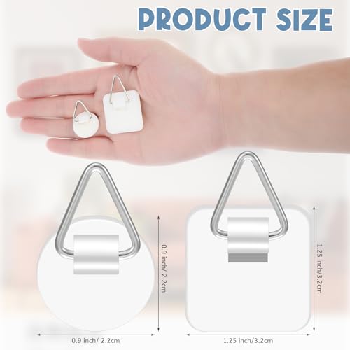 Image of 60 Pcs Adhesive Picture Hanger Wall Plate Holders Plastic Picture Hanging Hooks Vertical Sticky Photo Hooks Without Nails Plate Holder for Home Photo Frame Wall Art
