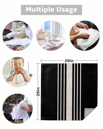 Juego de 6 Servilletas de Tela Rayadas Negro Beige miniatura 5