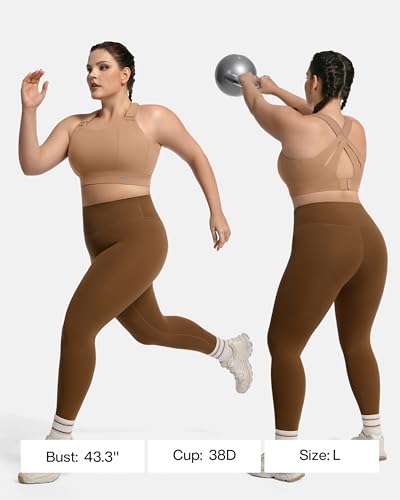 Image of High Impact Sports Bra Molded Cup Adjustable Criss Cross No Bounce Wireless Workout Bra for Large Breasts