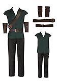 Villain Stabbington Brother Cosplay Vest Pants Belt Wristband Suit Halloween Costume Green Uniform for Men (Green, Small)