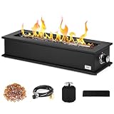 ONLYFIRE OUTDOOR LIVING 28' Propane Gas Fire Pit with 10FT Hose, Covers & Glass Beads, Portable Smokeless Tabletop Fireplace for Patio Backyard Camping RV Tailgating, Gift Choice, 40000BTU, FP063