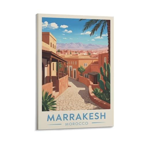 Marrakech impression peinture paysage urbain : affiche de qualite 50x75