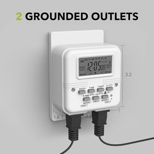 BN-LINK Indoor Digital Light Timer, 7 Day Programmable Plug with 2 Independent 3-Prong Outlets, for Lamps, Fans, 2 On/Off Settings, 1 Pack, 15A/1875W, ETL Listed by BN-LINK - Image 5