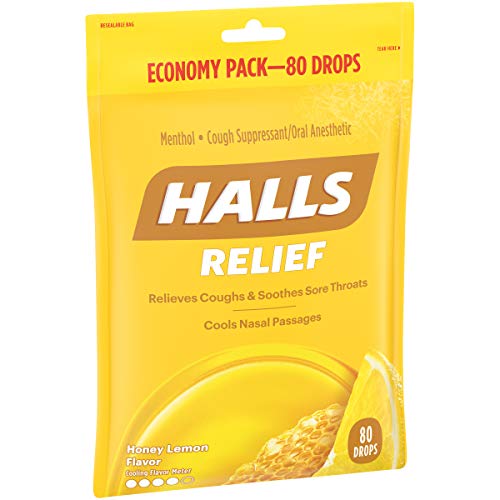 Halls Relief Honey Lemon Cough Drops, Economy Pack, 80 Drops #TOP2