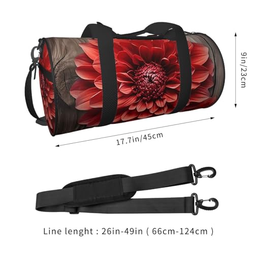 Travel Duffel Bag Sports Gym Bag With Shoes Compartment,Lightweight Overnight Weekender Bag Flower Red Dahlia Yoga Gym Sports Bag For Men Women3