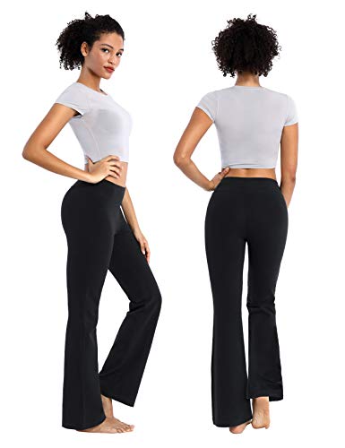Bubblelime 29"/31"/33"/35" 4 Styles Women's Inner Pocket Bootcut Yoga Pants - Basic Cotton_Black(2) Xl-35 Inseam #TOP2