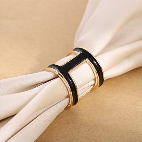 Black Simple Napkin Buckle Enamel Colorful Silk Scarf Buckle Ring Scarf Buckle Square Scarf Buckle Shawl Buckle Clip Stainless Steel Napkin Ring Metal Napkin Ring Holder Modern Ring Holder #TOP3