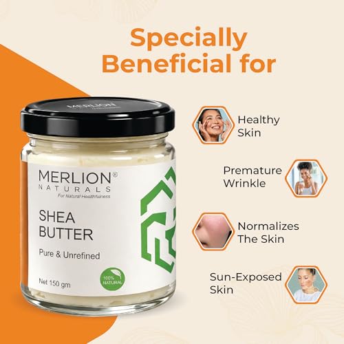 Image of Merlion Naturals Shea Butter 150g | Pure & Unrefined | Raw & Cold Pressed | For Skin & Hair Care | 150g