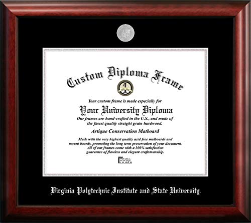 Campus Images NCAA Virginia Tech Hokies Unisex Silver Embossed Diploma Frame Virginia Tech 15.5W x 13.5H Silver Embossed Diploma Frame, Brown, One Size