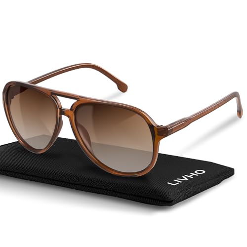 livho Trendy Polarized Aviator Sunglasses Women Men, Retro Sun Glasses for Women Men 2025, Oversized UV Protection Shades